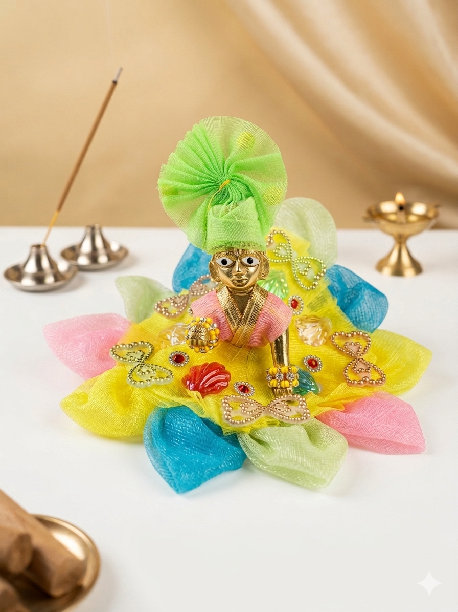 Laddu Gopal Satrangi Poshak with Pagdi Set