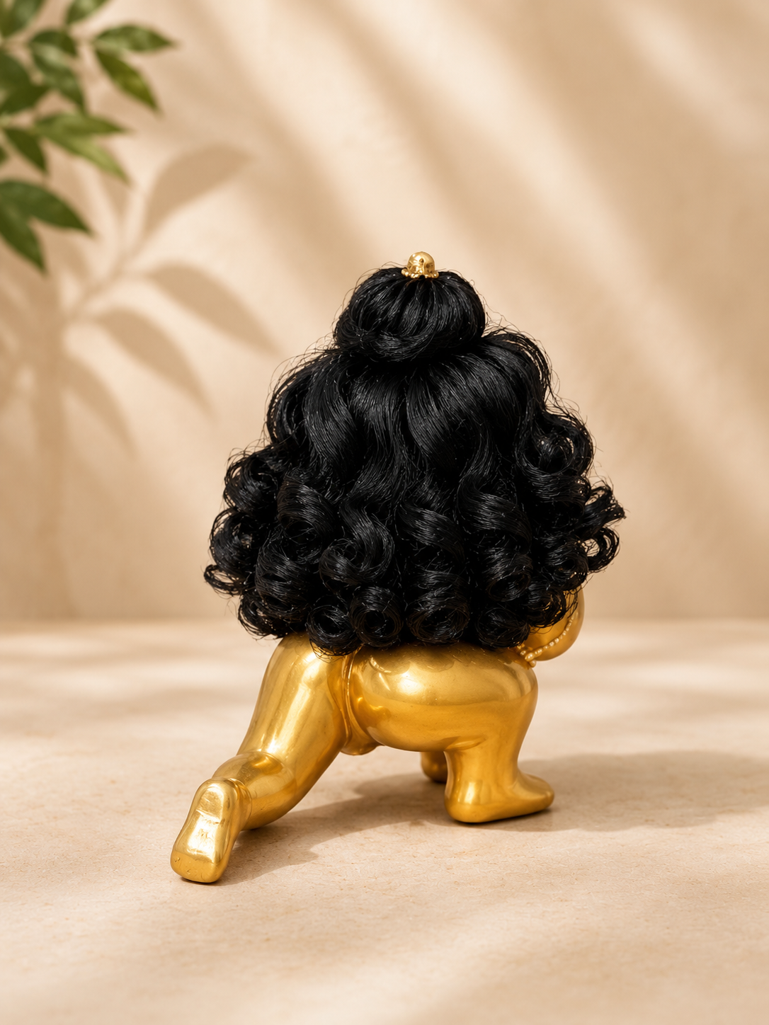 Laddu Gopal Curly Hair Wig | Handmade Soft Fiber Hair